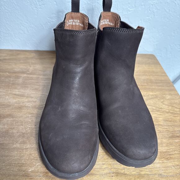 Vionic Evergreen Pull On Boots Sz 8.5 Brown Leather Water Resistant Lightweight - Picture 8 of 11